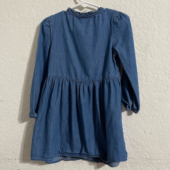 Okie Dokie Toddler Girl Jean Long Sleeve Button Down Dress - Picture 4 of 4